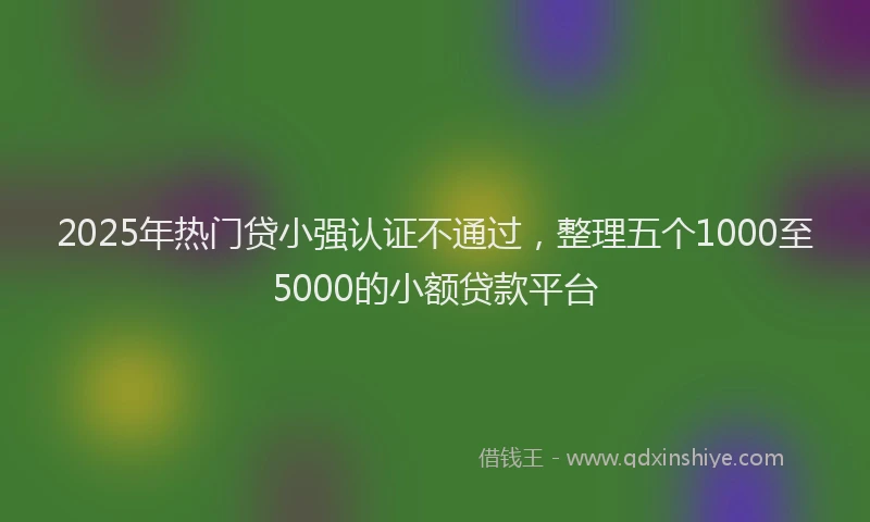 2025年热门贷小强认证不通过，整理五个1000至5000的小额贷款平台