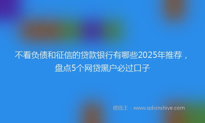 不看负债和征信的贷款银行有哪些2025年推荐，盘点5个网贷黑户必过口子