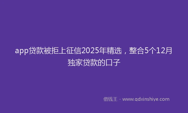 app贷款被拒上征信2025年精选，整合5个12月独家贷款的口子