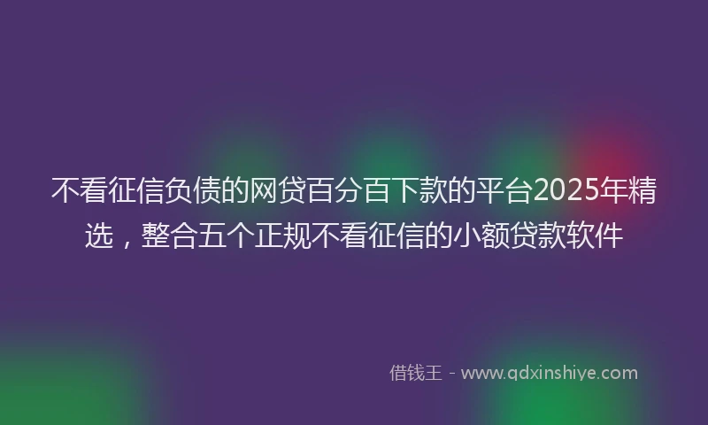 不看征信负债的网贷百分百下款的平台2025年精选，整合五个正规不看征信的小额贷款软件