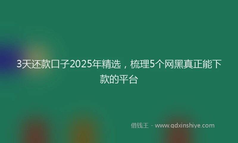 3天还款口子2025年精选，梳理5个网黑真正能下款的平台
