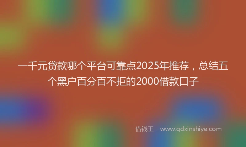 一千元贷款哪个平台可靠点2025年推荐，总结五个黑户百分百不拒的2000借款口子