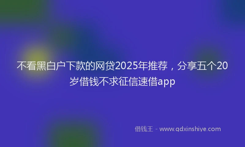 不看黑白户下款的网贷2025年推荐，分享五个20岁借钱不求征信速借app