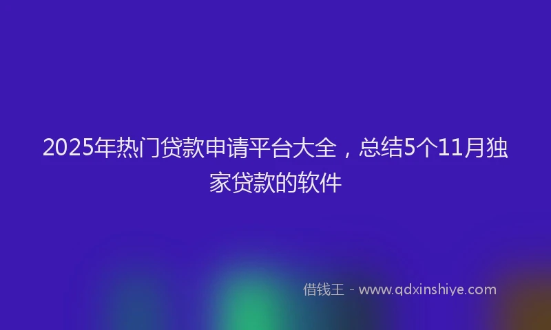 2025年热门贷款申请平台大全，总结5个11月独家贷款的软件