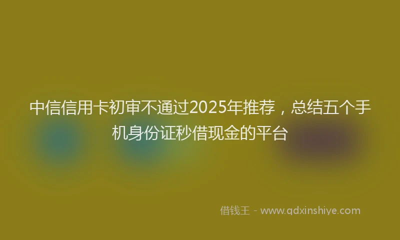 中信信用卡初审不通过2025年推荐，总结五个手机身份证秒借现金的平台
