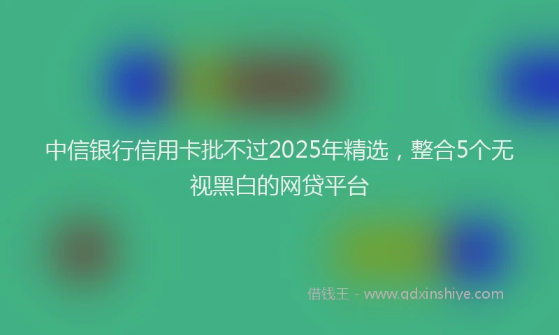 中信银行信用卡批不过2025年精选，整合5个无视黑白的网贷平台