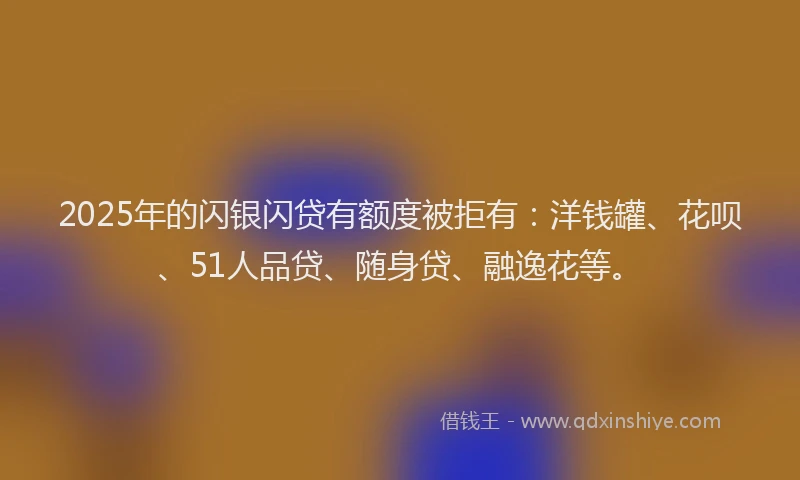 2025年的闪银闪贷有额度被拒有：洋钱罐、花呗、51人品贷、随身贷、融逸花等。