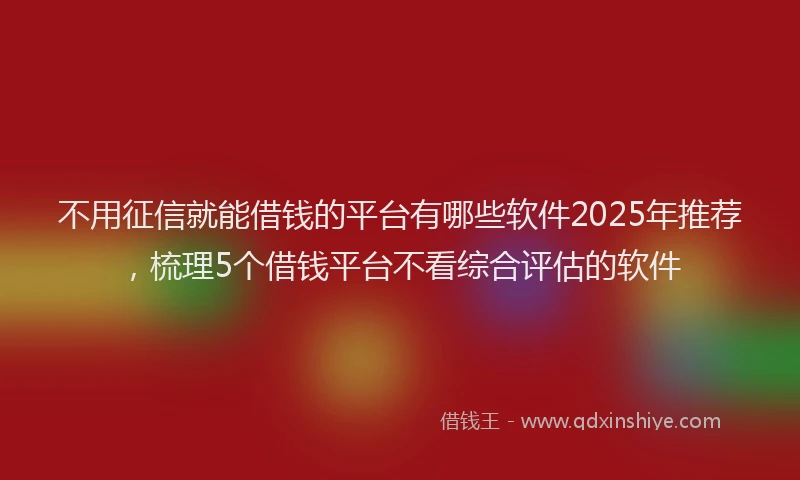 不用征信就能借钱的平台有哪些软件2025年推荐，梳理5个借钱平台不看综合评估的软件