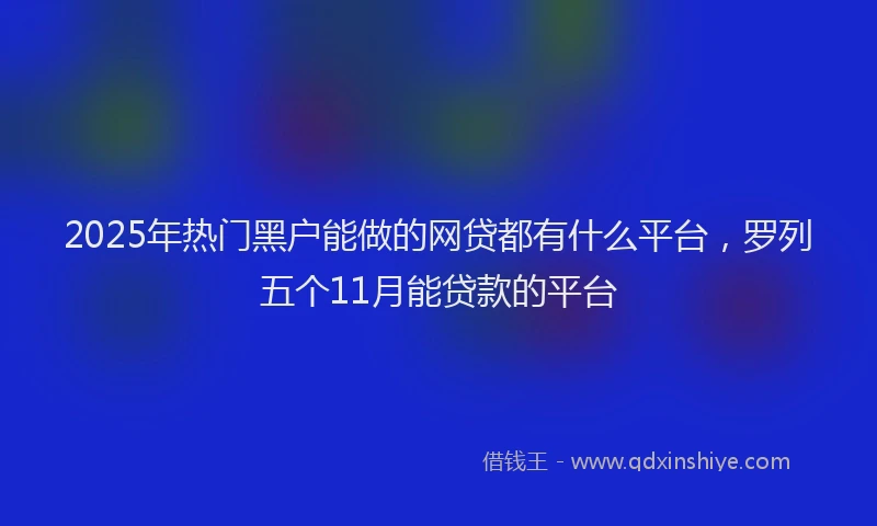 2025年热门黑户能做的网贷都有什么平台，罗列五个11月能贷款的平台