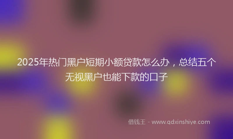 2025年热门黑户短期小额贷款怎么办，总结五个无视黑户也能下款的口子