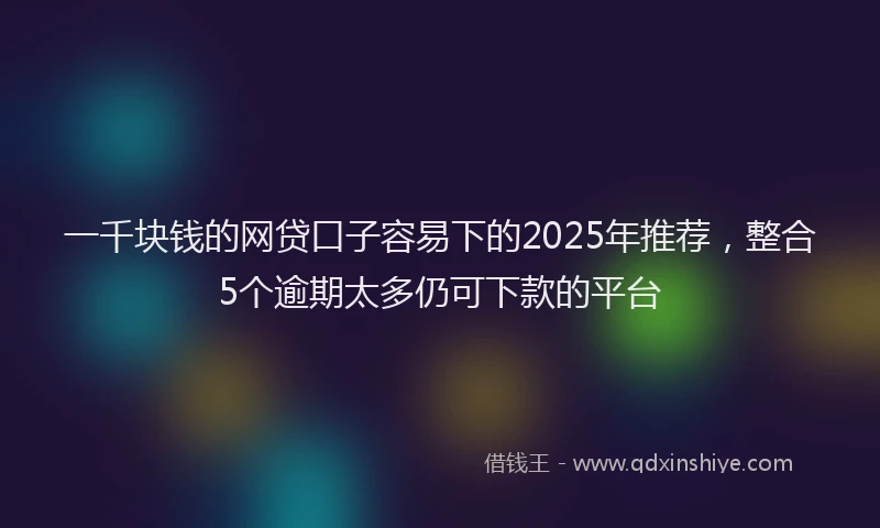 一千块钱的网贷口子容易下的2025年推荐，整合5个逾期太多仍可下款的平台