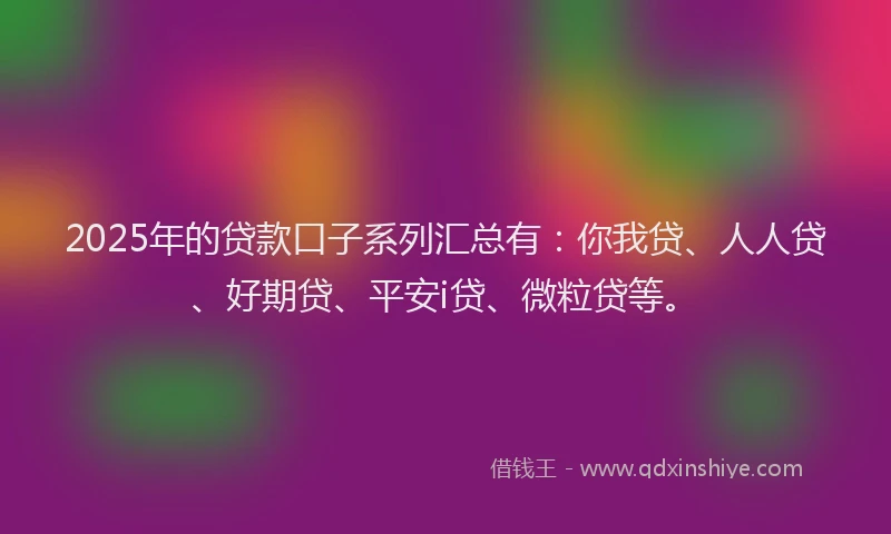 2025年的贷款口子系列汇总有：你我贷、人人贷、好期贷、平安i贷、微粒贷等。