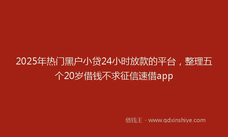 2025年热门黑户小贷24小时放款的平台，整理五个20岁借钱不求征信速借app