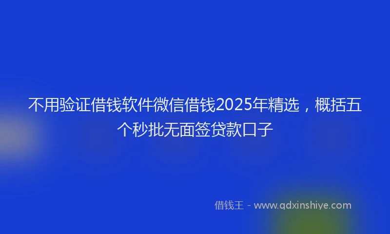 不用验证借钱软件微信借钱2025年精选，概括五个秒批无面签贷款口子