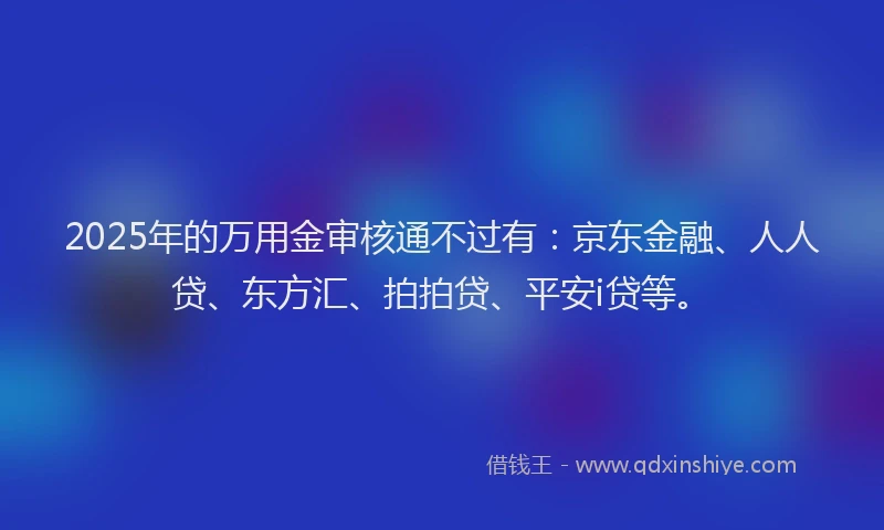 2025年的万用金审核通不过有：京东金融、人人贷、东方汇、拍拍贷、平安i贷等。