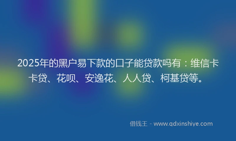2025年的黑户易下款的口子能贷款吗有：维信卡卡贷、花呗、安逸花、人人贷、柯基贷等。