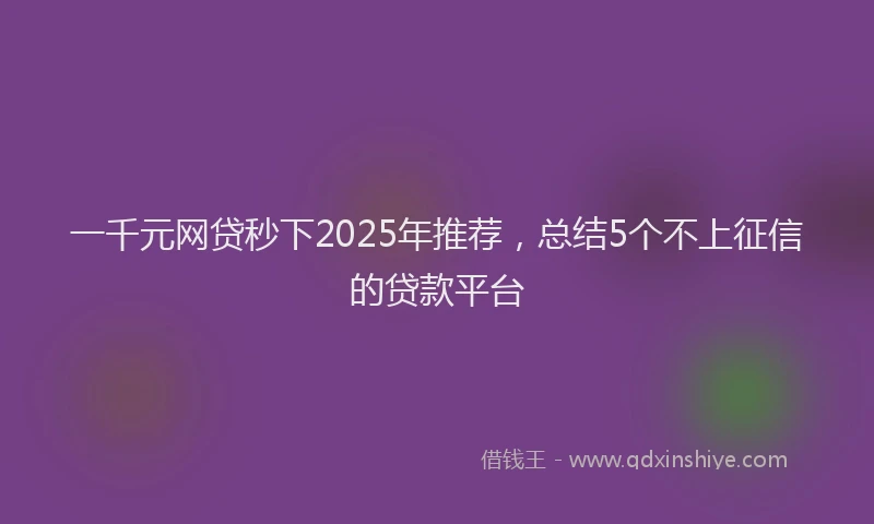 一千元网贷秒下2025年推荐，总结5个不上征信的贷款平台