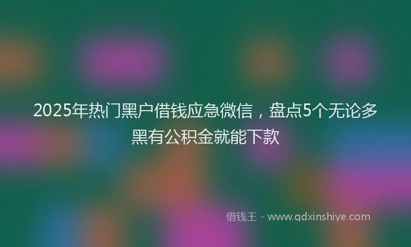 2025年热门黑户借钱应急微信，盘点5个无论多黑有公积金就能下款
