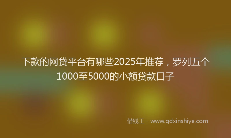 下款的网贷平台有哪些2025年推荐，罗列五个1000至5000的小额贷款口子