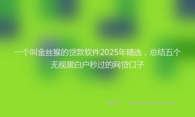 一个叫金丝猴的贷款软件2025年精选，总结五个无视黑白户秒过的网贷口子
