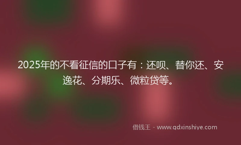 2025年的不看征信的口子有：还呗、替你还、安逸花、分期乐、微粒贷等。