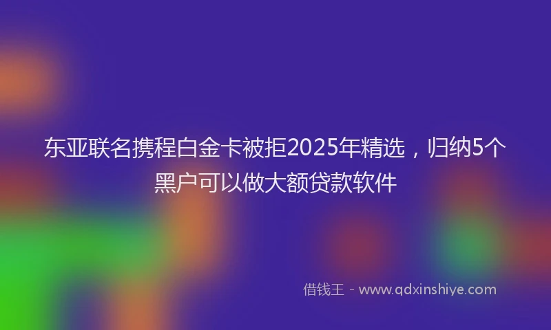 东亚联名携程白金卡被拒2025年精选，归纳5个黑户可以做大额贷款软件