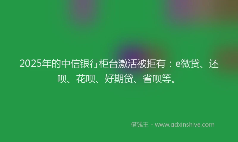 2025年的中信银行柜台激活被拒有：e微贷、还呗、花呗、好期贷、省呗等。