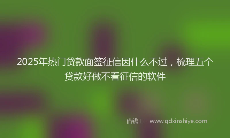 2025年热门贷款面签征信因什么不过，梳理五个贷款好做不看征信的软件
