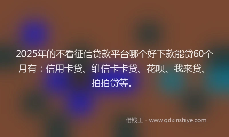 2025年的不看征信贷款平台哪个好下款能贷60个月有：信用卡贷、维信卡卡贷、花呗、我来贷、拍拍贷等。