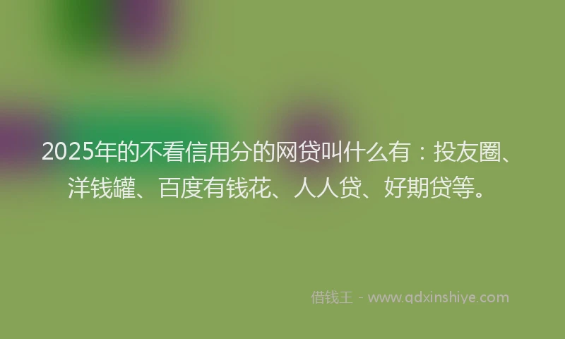 2025年的不看信用分的网贷叫什么有：投友圈、洋钱罐、百度有钱花、人人贷、好期贷等。