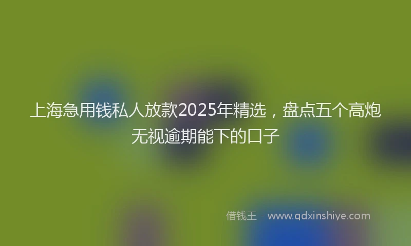 上海急用钱私人放款2025年精选，盘点五个高炮无视逾期能下的口子