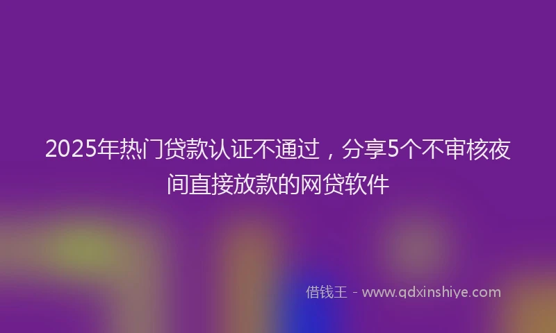 2025年热门贷款认证不通过，分享5个不审核夜间直接放款的网贷软件