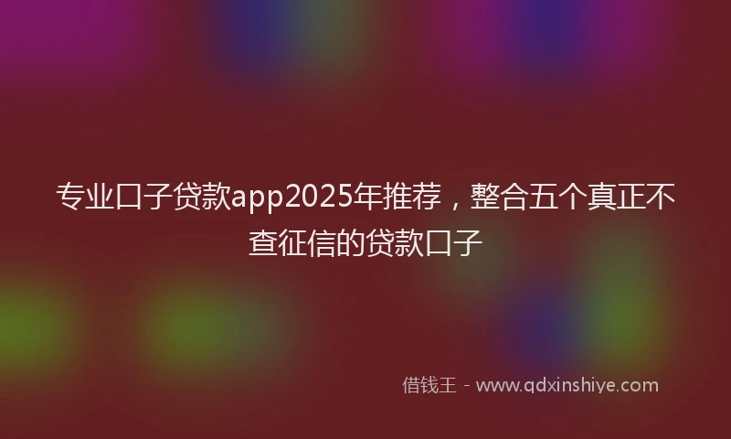 专业口子贷款app2025年推荐，整合五个真正不查征信的贷款口子