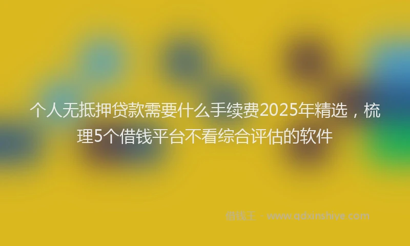 个人无抵押贷款需要什么手续费2025年精选，梳理5个借钱平台不看综合评估的软件