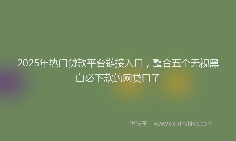 2025年热门贷款平台链接入口，整合五个无视黑白必下款的网贷口子