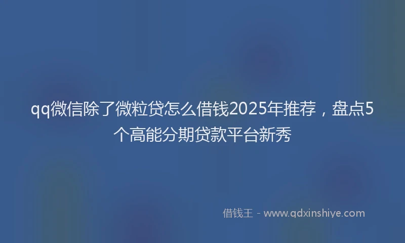 qq微信除了微粒贷怎么借钱2025年推荐，盘点5个高能分期贷款平台新秀