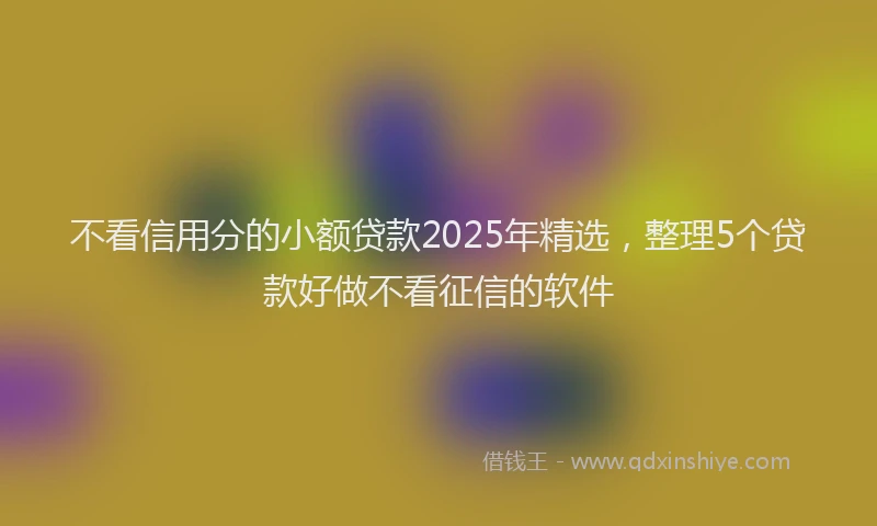不看信用分的小额贷款2025年精选，整理5个贷款好做不看征信的软件
