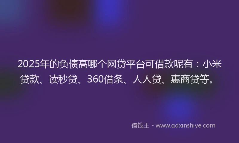 2025年的负债高哪个网贷平台可借款呢有：小米贷款、读秒贷、360借条、人人贷、惠商贷等。