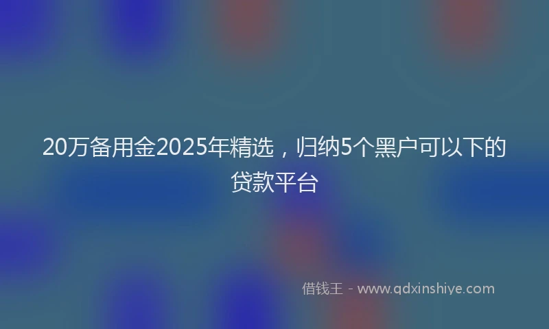 20万备用金2025年精选，归纳5个黑户可以下的贷款平台