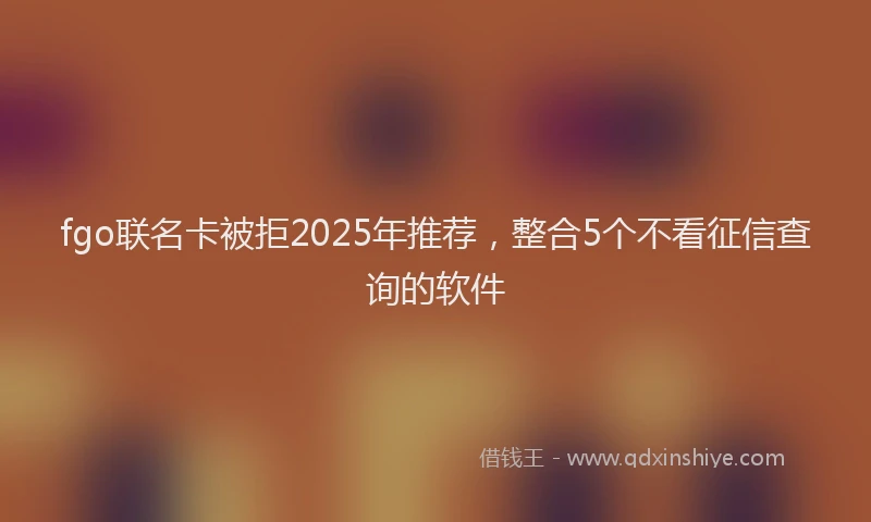 fgo联名卡被拒2025年推荐，整合5个不看征信查询的软件