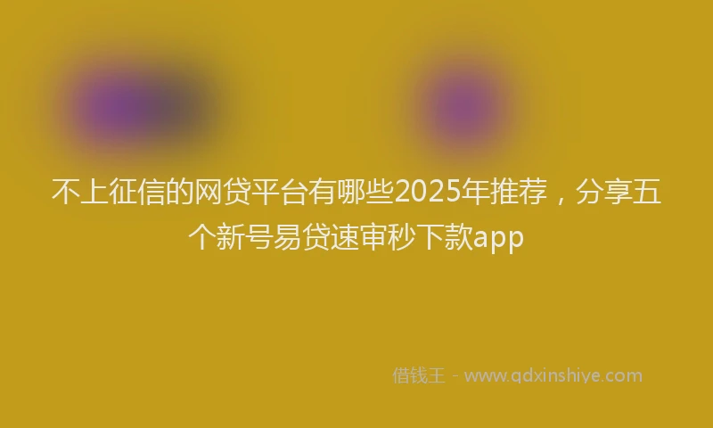 不上征信的网贷平台有哪些2025年推荐，分享五个新号易贷速审秒下款app