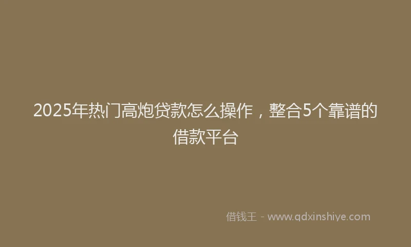 2025年热门高炮贷款怎么操作，整合5个靠谱的借款平台