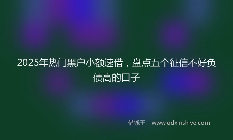 2025年热门黑户小额速借，盘点五个征信不好负债高的口子