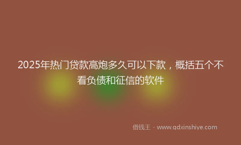 2025年热门贷款高炮多久可以下款，概括五个不看负债和征信的软件