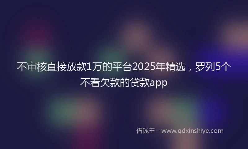 不审核直接放款1万的平台2025年精选，罗列5个不看欠款的贷款app
