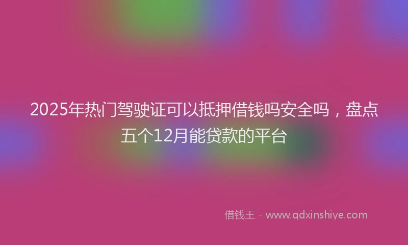 2025年热门驾驶证可以抵押借钱吗安全吗，盘点五个12月能贷款的平台
