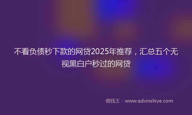 不看负债秒下款的网贷2025年推荐，汇总五个无视黑白户秒过的网贷