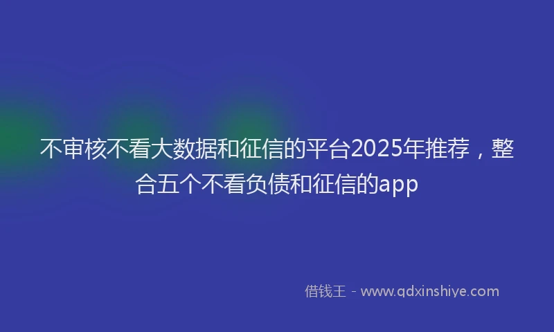 不审核不看大数据和征信的平台2025年推荐，整合五个不看负债和征信的app