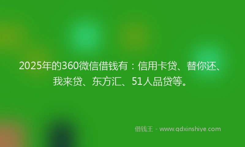 2025年的360微信借钱有：信用卡贷、替你还、我来贷、东方汇、51人品贷等。