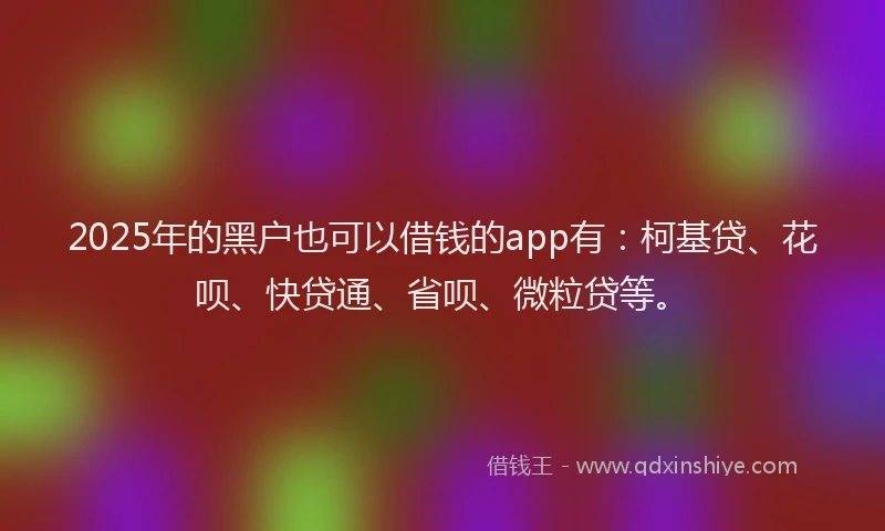 2025年的黑户也可以借钱的app有：柯基贷、花呗、快贷通、省呗、微粒贷等。